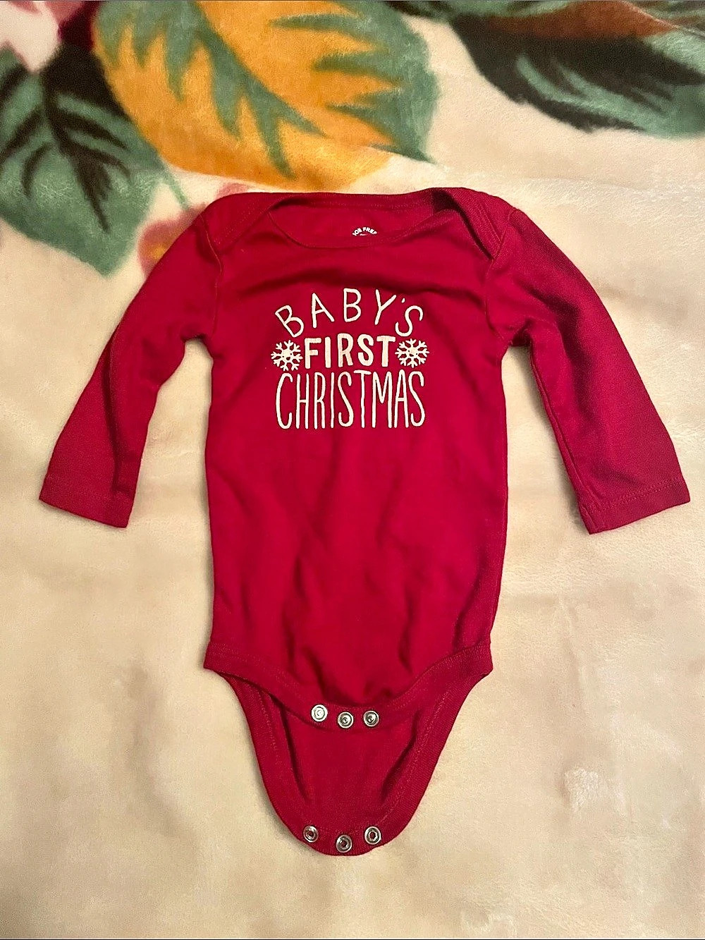 Joe Fresh Baby's First Christmas Long Sleeve Bodysuit Red Baby 0-3M
